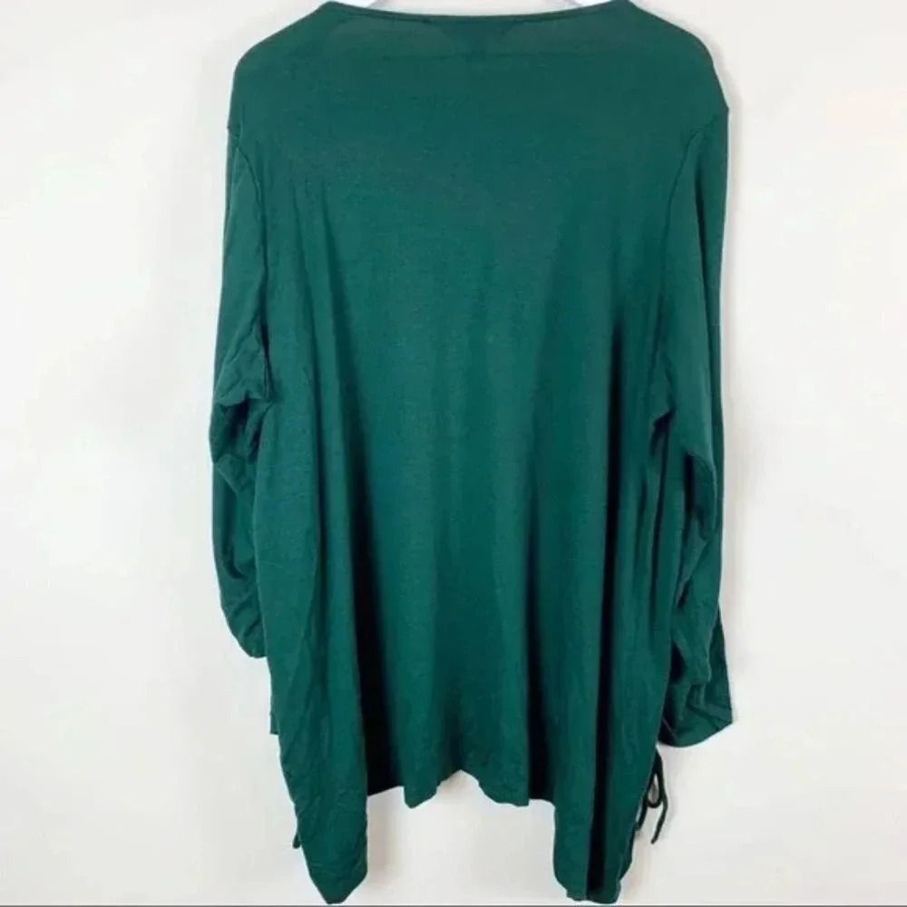 Market & Spruce Plus Size Green Ruched Rayon Cardigan Size 2X - Picture 4 of 7